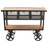 Kitchen Cart, Unique Design With Metal Frame & Open Shelves, Natural/ Black