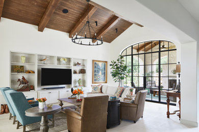 Example of a farmhouse living room design in Austin