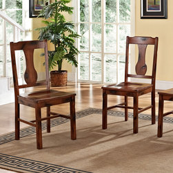 Rustic Dark Oak Distressed Wood Chairs - Dining Chairs