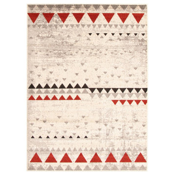 Remi eCarpetGallery Area Rug, Ivory-Red, 5'3"x7'3"
