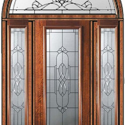 Pre-hung Sidelights-Transom Door 96 Mahogany Kensington 3/4 Lite - Front Doors