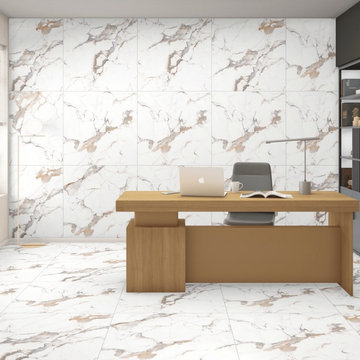 Brilliant Carrara White and Gold Floor Tiles – Matt