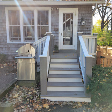 Winnetka Illinois Azek Decks with Clear Cedar shake Skirting & Custom Rail