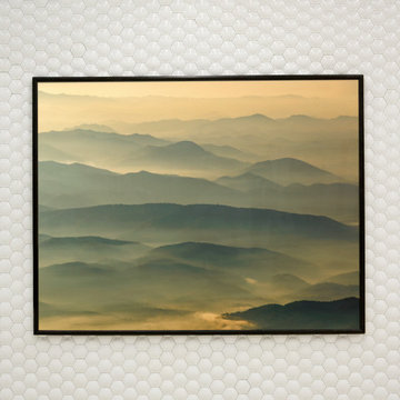 Foggy Mountain Layers at Sunset Landscape Photograph Wall Art Print