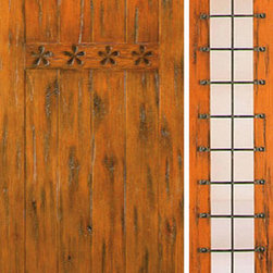 Door with One Sidelite Exterior Prehung Knotty Alder, Carved - Front Doors
