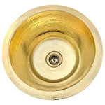 Hammermarc-CopperSinksDirect - 14" Hammered Brass Bar Sink - Shiny Brass, With Drain - Copper Round Bar/Kitchen Prep Sink 14" NEW Mexican Hammered Brass with Drain. This is the first of our new line of Shiny Brass Hammered sinks. Made by our skilled artisans in Mexico.