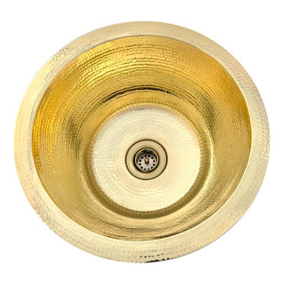 14 Hammered Brass Bar Sink - Shiny Brass - Contemporary - Bar Sinks - by  Copper Sinks Direct