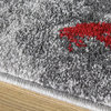 Fairfield Collection Gray Red Abstract Area Rug, 5'3"x7'7"