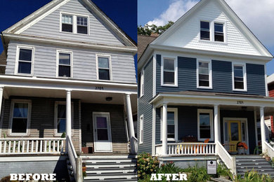 Exterior before and after