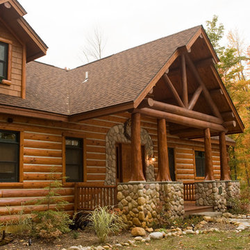 Full cedar log front entrance