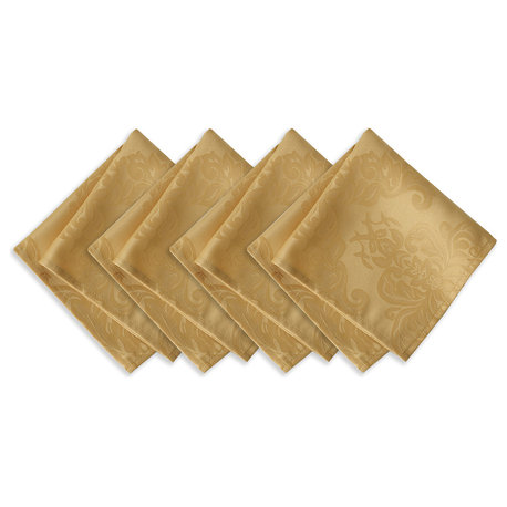 Barcelona, Set of 4, Fabric Napkins, Gold, 17"x17"