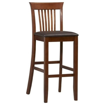 Hawthorne Collections 31" Faux Leather & Wood Bar Stool in Dark Cherry/Black