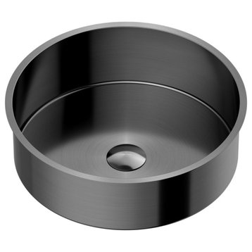 Karran Cinox Stainless Steel Round Undermount Sink, Gunmetal Grey