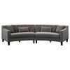Bowery Hill Contemporary Soft Linen Fabric Sectional in Warm Gray