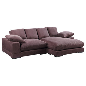 2 PC Brown Corduroy Large Reversible Modular Sectional Sofa