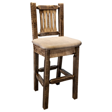Barstool, Back, Stain and Clear Finish, Buckskin Pattern
