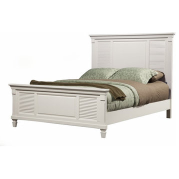 Bowery Hill Queen Wood Shutter Panel Bed in White