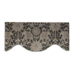 Priority Home and Design - Priority Window Valances Oriental Elephant and Palm Valance, Charcoal - Valances