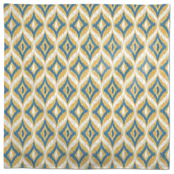 Blue and Yellow Ikat 58x58 Tablecloth