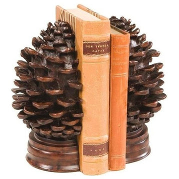 Bookends Rustic Pinecone Oversize Hand Painted Mountain OK Casting