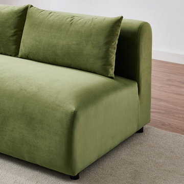 Olive Green Velvet Modular Sectional Albany