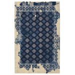 RugSmith - Navy Fragment Distressed Vintage Inspired Area Rug, 5'x7' - Add a modern twist to your room with this new area rug. The Navy 5' x 7' Fragment area rug is machine tufted with 100% nylon in India. Using a special printing and washing technique, this rug has the authentic look of a traditional wool rug at a far more affordable price. Due to the durable materials used in the construction process, this rug will have no shedding and is ideal for high foot traffic areas. The backside of this wonderful area rug is covered with half melanged cotton fabric for long lasting usability. With the help of our skilled artisans, the edges are hadn finished, adding a beautiful handmade touch to this area rug. Whether your home decor is Modern, Contemporary, Mid-Century, or Boho, this rug will complete your home!