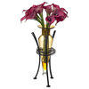 Amphora Vase on Wire Wrap Metal Tripod Stand, Amber