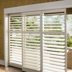 Hunter Douglas Shutters with Bypass Track - Window Treatments