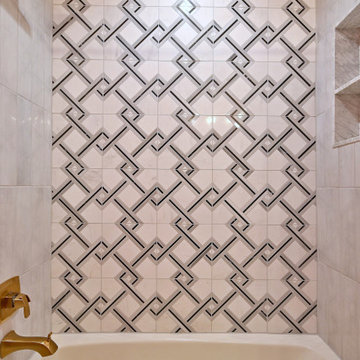 Mid-Century Modern Geometric Tile Tub Surround