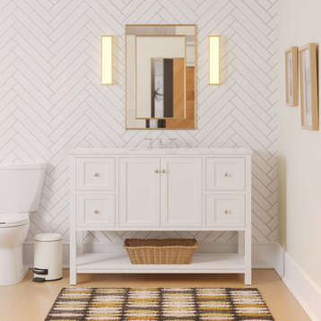 Lakeshore 48" Bathroom Vanity, White, Engineered Carrara