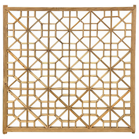 Vintage Restored Oriental Zen Geometric Rustic Raw Wood Wall Panel Hws3463