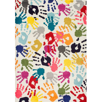 nuLOOM Kids Handprint Collage Area Rug, Multi, 5' Round