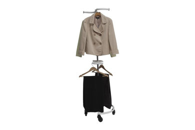 Personal Valet Garment Rack - Patented Design Double Rail Adjustable, White