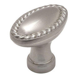 Cosmas - Cabinet Oval Oblong Knob, Satin Nickel, Set of 10 - Cabinet And Drawer Knobs