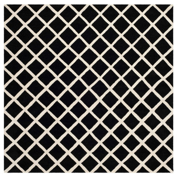 Safavieh Chatham Collection CHT718 Rug, Black/Ivory, 7' Square