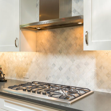 Red Accent Contemporary Kitchen
