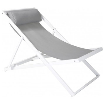 Wave Outdoor Deck Chair - Gray Sling, White