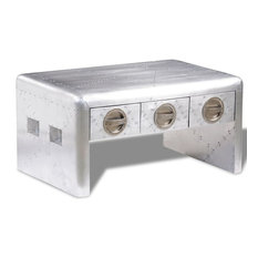 VidaXL Aviator Aluminium Coffee Table, 3-Drawer, Vintage Aircraft Airman