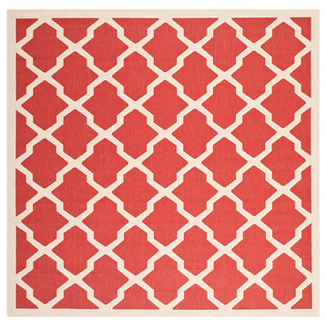 Safavieh Courtyard Cy6903-248 Outdoor Rug, Red/Bone, 4'0"x4'0" Square
