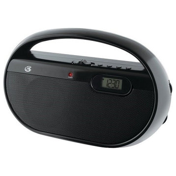 GPX R602B Portable AM/FM Radio With Digital Clock, Black