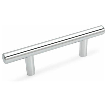 Cosmas European Bar Pull - Solid Metal Handle for Kitchen and Bath, Polished Chr