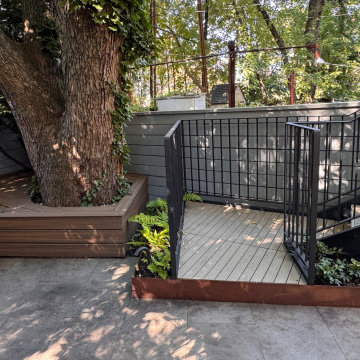 Park Slope backyard corten planters
