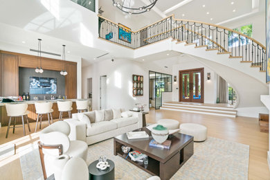 Home design - large transitional home design idea in Miami
