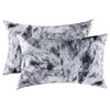 12"x20" Torino Kobe Cowhide Pillows, Set of 2, Pepper Black and White