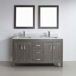 Corniche 60 French Gray Double Vanity with Mirrors and Faucets - Products