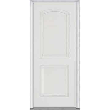 Severe Weather 2-Panel Arch Fiberglass Entry Door, LH Outswing, 37.5"x81"