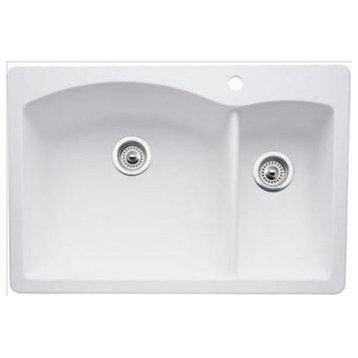 32"x20-27/32" Diamond Silgranit 1.75 Low Divide Kitchen Sink, White