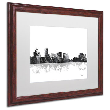 Marlene Watson 'Salem Oregon Skyline BG-1' Art, Wood Frame, 16"x20", White Matte