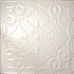 2410 Tin Ceiling Tile - White - Classic Butterfly Needlepoint - Ceiling Tile