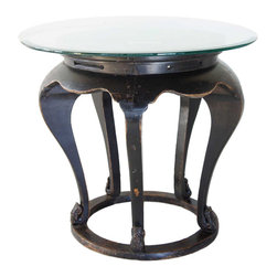Chinese Glass Top Elm Center Table - Side Tables And End Tables